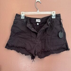 Black Distressed Denim Shorts